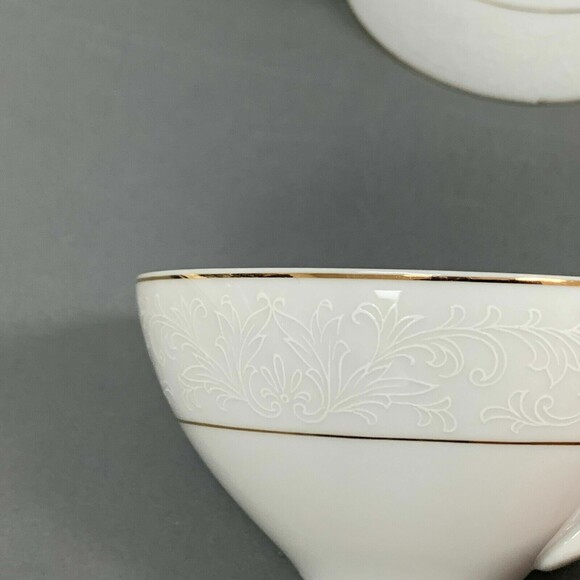 Touch of Gold Embassy Cups White Border Design Gold Trim Lot of 4 - Picture 10 of 12